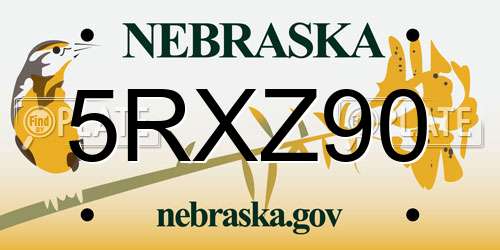 5RXZ90 Nebraska License Plate