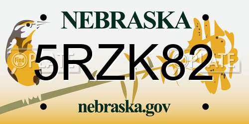 5RZK82 Nebraska License Plate