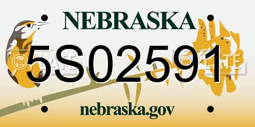 5S02591 Nebraska License Plate