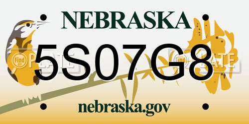 5S07G8 Nebraska License Plate