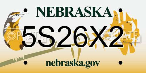 5S26X2 Nebraska License Plate