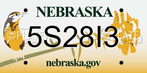 5S28I3 Nebraska License Plate