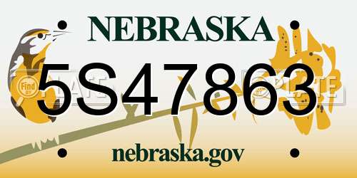 5S47863 Nebraska License Plate