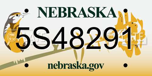 5S48291 Nebraska License Plate
