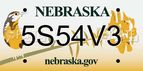 5S54V3 Nebraska License Plate