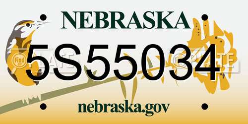 5S55034 Nebraska License Plate