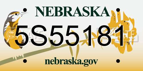 5S55181 Nebraska License Plate