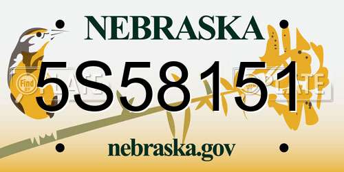 5S58151 Nebraska License Plate