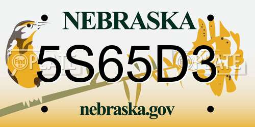 5S65D3 Nebraska License Plate
