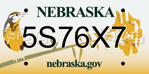 5S76X7 Nebraska License Plate