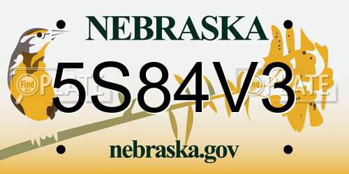 5S84V3 Nebraska License Plate