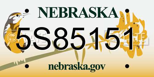 5S85151 Nebraska License Plate