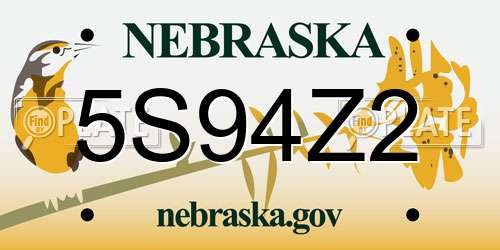 5S94Z2 Nebraska License Plate