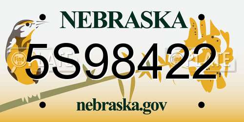 5S98422 Nebraska License Plate