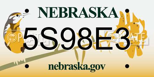 5S98E3 Nebraska License Plate