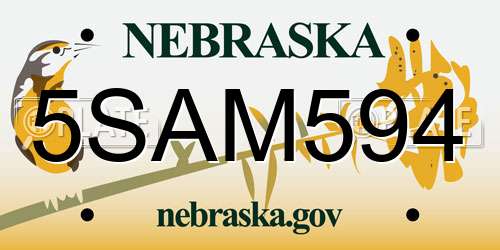 5SAM594 Nebraska License Plate