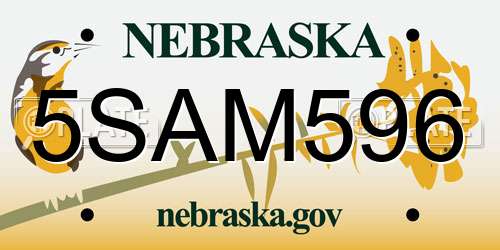 5SAM596 Nebraska License Plate