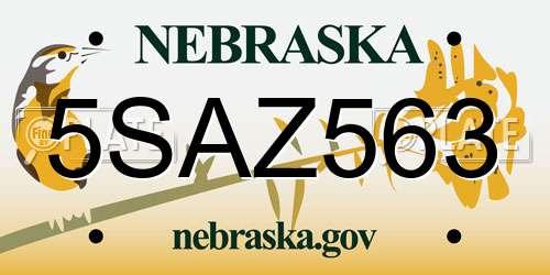 5SAZ563 Nebraska License Plate