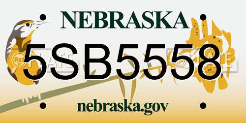 5SB5558 Nebraska License Plate