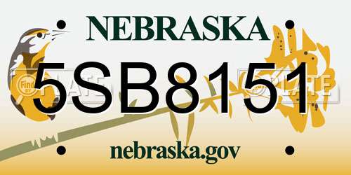 5SB8151 Nebraska License Plate