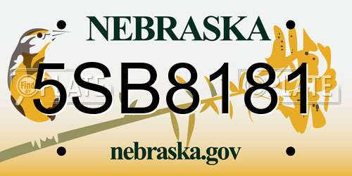 5SB8181 Nebraska License Plate