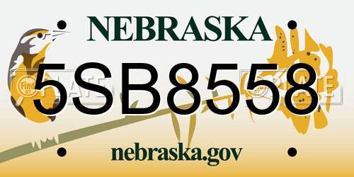 5SB8558 Nebraska License Plate