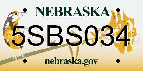 5SBS034 Nebraska License Plate