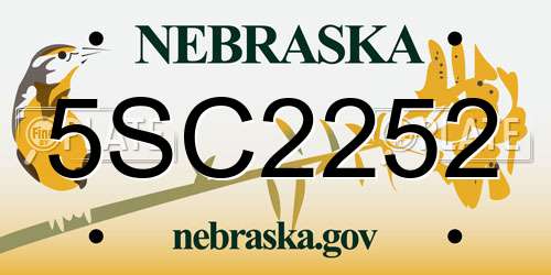 5SC2252 Nebraska License Plate