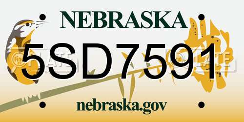 5SD7591 Nebraska License Plate