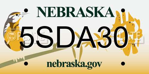 5SDA30 Nebraska License Plate