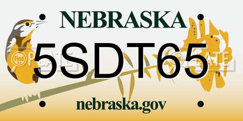 5SDT65 Nebraska License Plate
