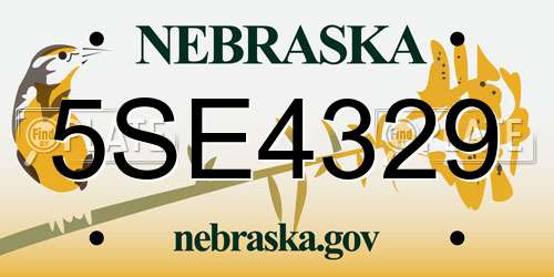 5SE4329 Nebraska License Plate