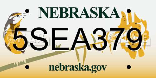 5SEA379 Nebraska License Plate