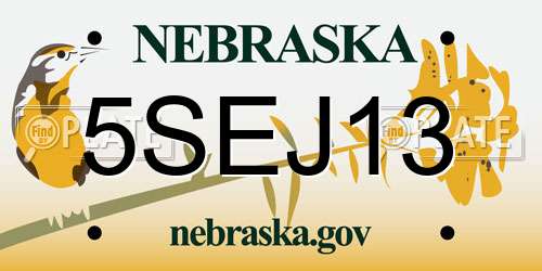 5SEJ13 Nebraska License Plate