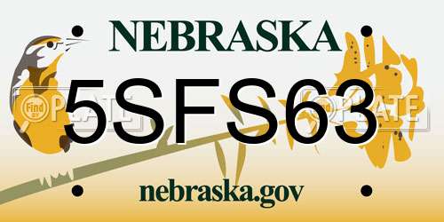 5SFS63 Nebraska License Plate