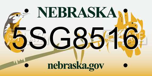 5SG8516 Nebraska License Plate