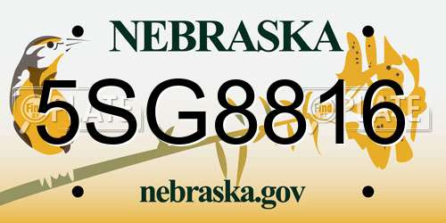 5SG8816 Nebraska License Plate