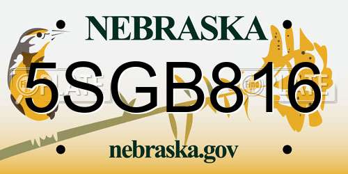 5SGB816 Nebraska License Plate