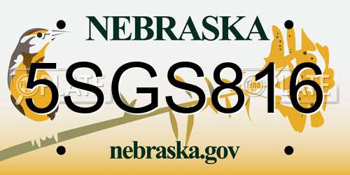 5SGS816 Nebraska License Plate