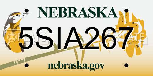 5SIA267 Nebraska License Plate