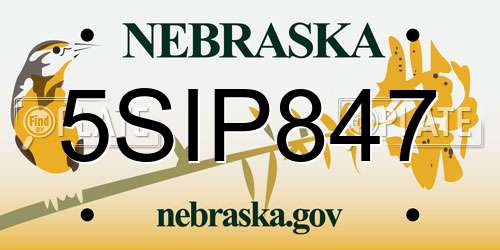 5SIP847 Nebraska License Plate