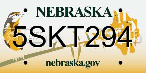 5SKT294 Nebraska License Plate