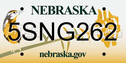 5SNG262 Nebraska License Plate