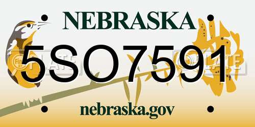 5SO7591 Nebraska License Plate