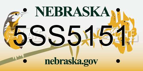 5SS5151 Nebraska License Plate