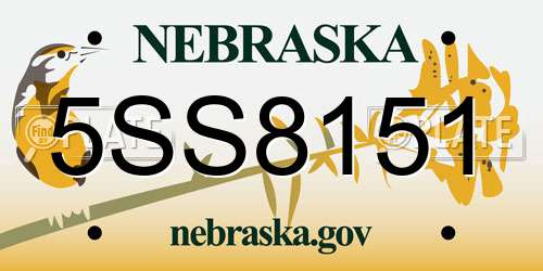 5SS8151 Nebraska License Plate