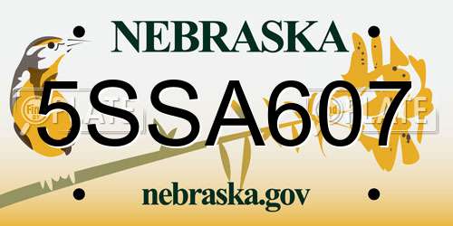 5SSA607 Nebraska License Plate