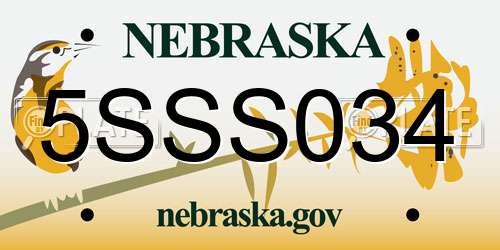 5SSS034 Nebraska License Plate