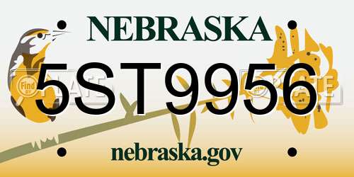 5ST9956 Nebraska License Plate