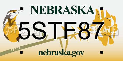 5STF87 Nebraska License Plate